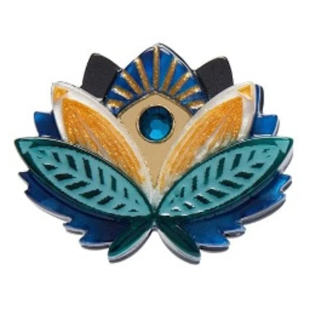 Erstwilder The Blue Lotus Ring. Medium, new in box. Art Deco. Egyptian Revival.